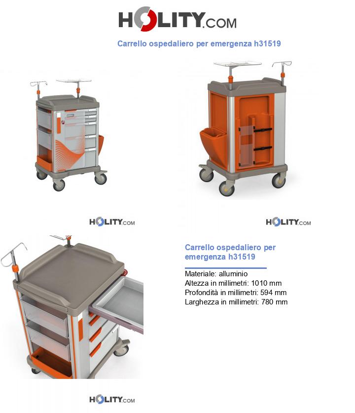 Carrello ospedaliero per emergenza h31519