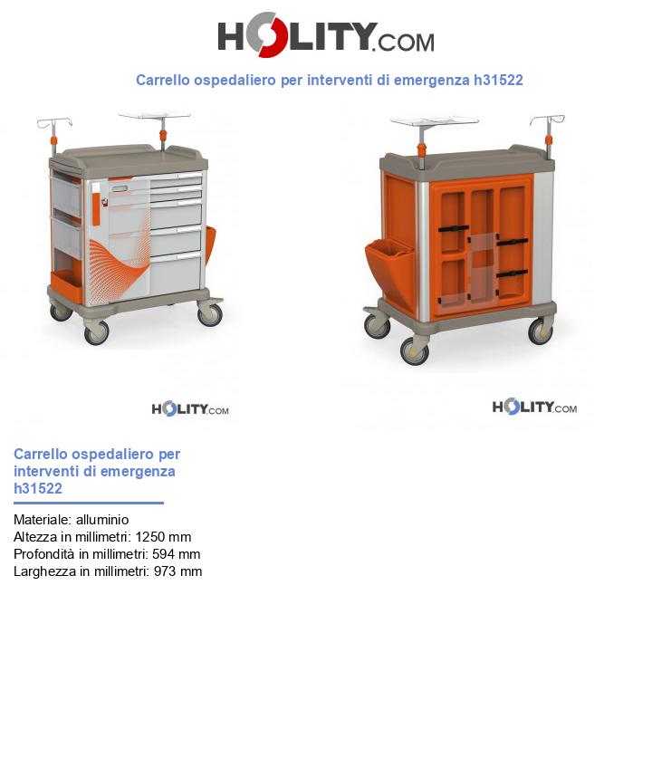 Carrello ospedaliero per interventi di emergenza h31522
