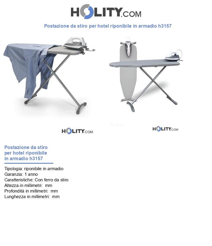 Postazione da stiro per hotel riponibile in armadio h3157