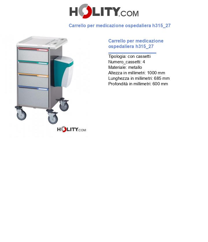 Carrello per medicazione ospedaliera h315_27