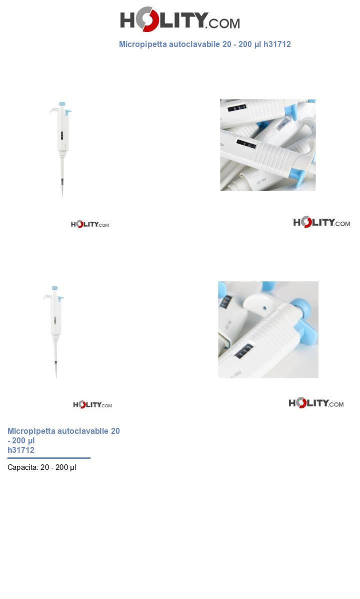 Micropipetta autoclavabile 20 - 200 µl h31712