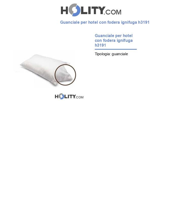 Guanciale per hotel con fodera ignifuga h3191