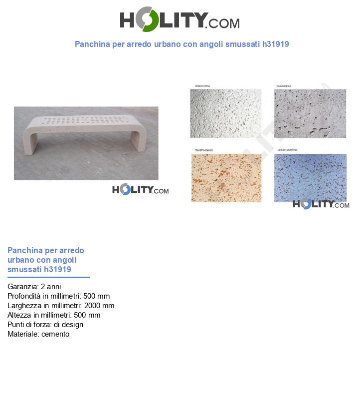 Panchina per arredo urbano con angoli smussati h31919
