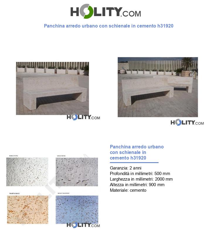 Panchina arredo urbano con schienale in cemento h31920