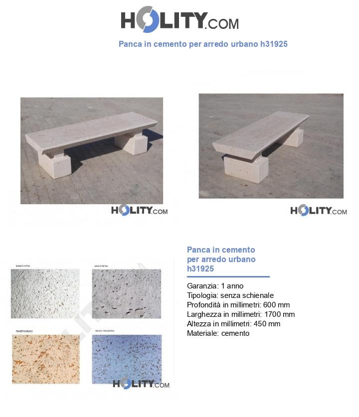 Panca in cemento per arredo urbano h31925