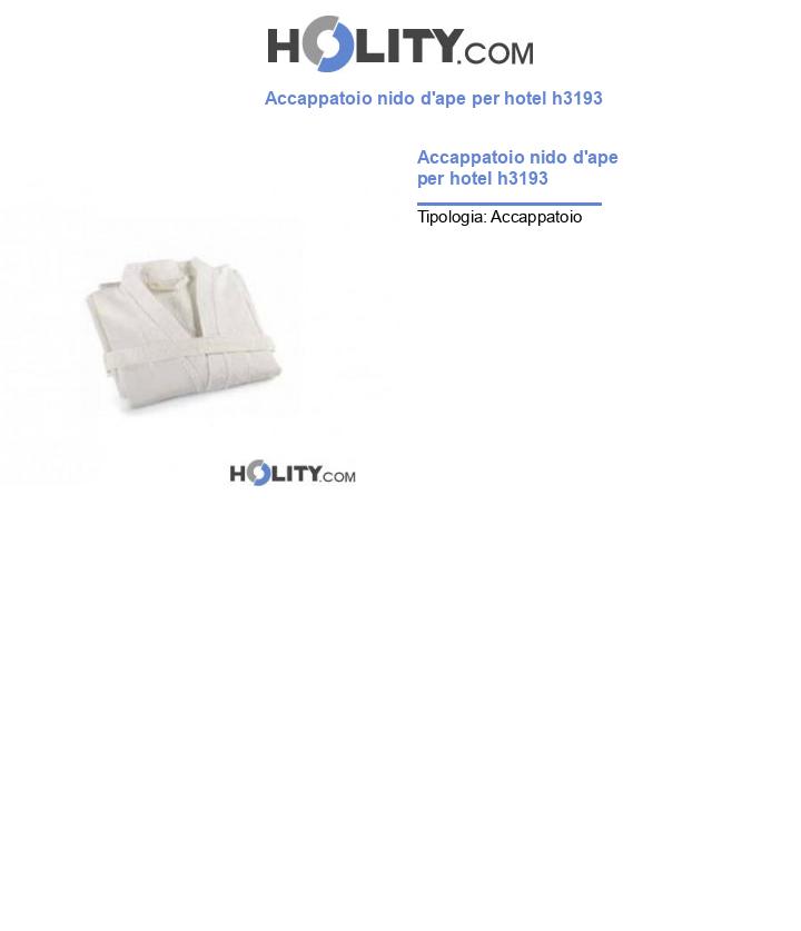 Accappatoio nido d'ape per hotel h3193