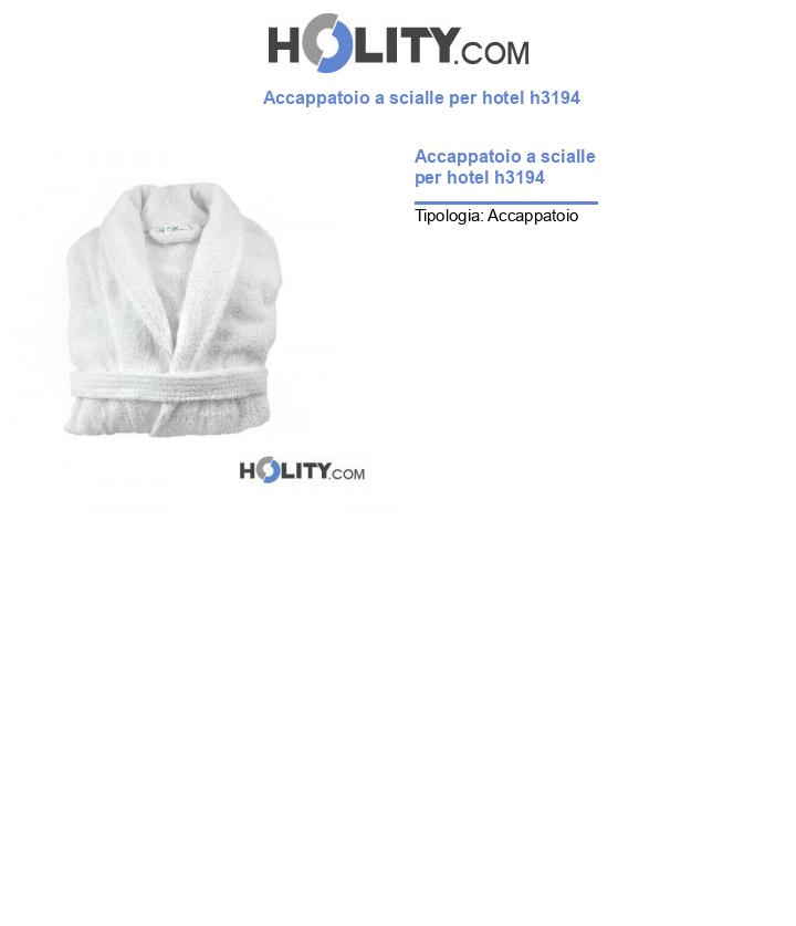 Accappatoio a scialle per hotel h3194
