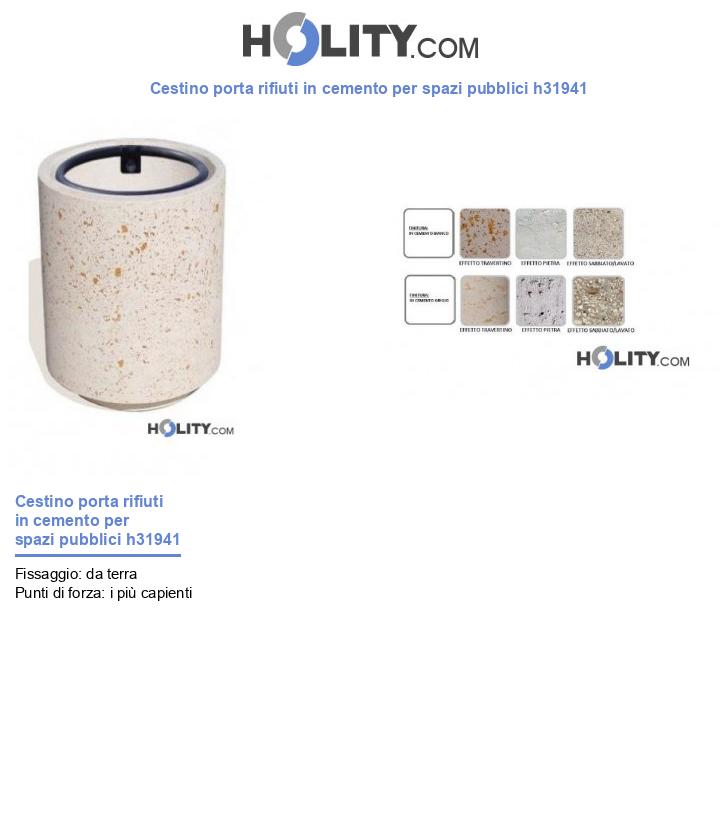 Cestino porta rifiuti in cemento per spazi pubblici h31941