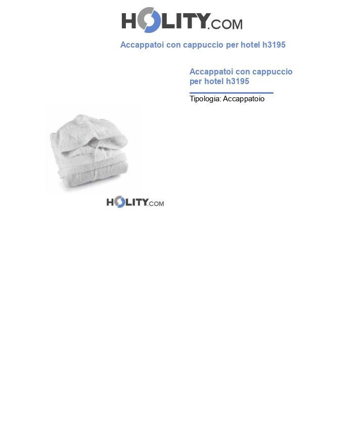 Accappatoi con cappuccio per hotel h3195