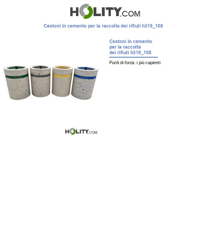 Set 4 cestoni in cemento per la raccolta dei rifiuti h319_108