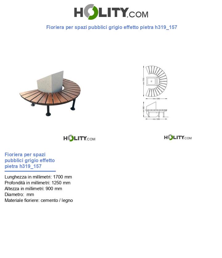 Fioriera per spazi pubblici grigio effetto pietra h319_157
