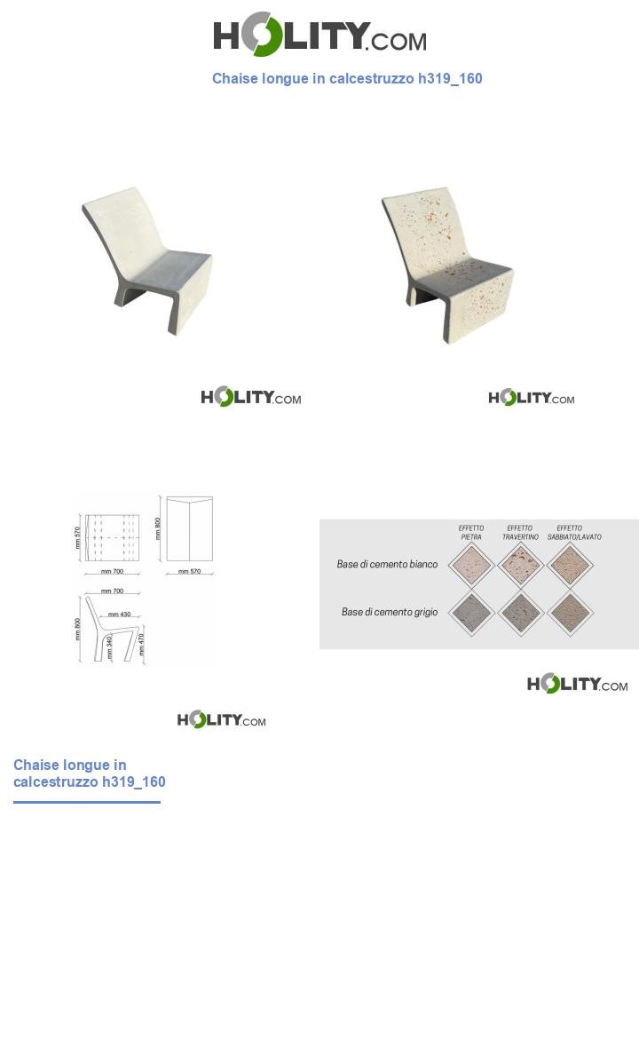 Chaise longue in calcestruzzo h319_160
