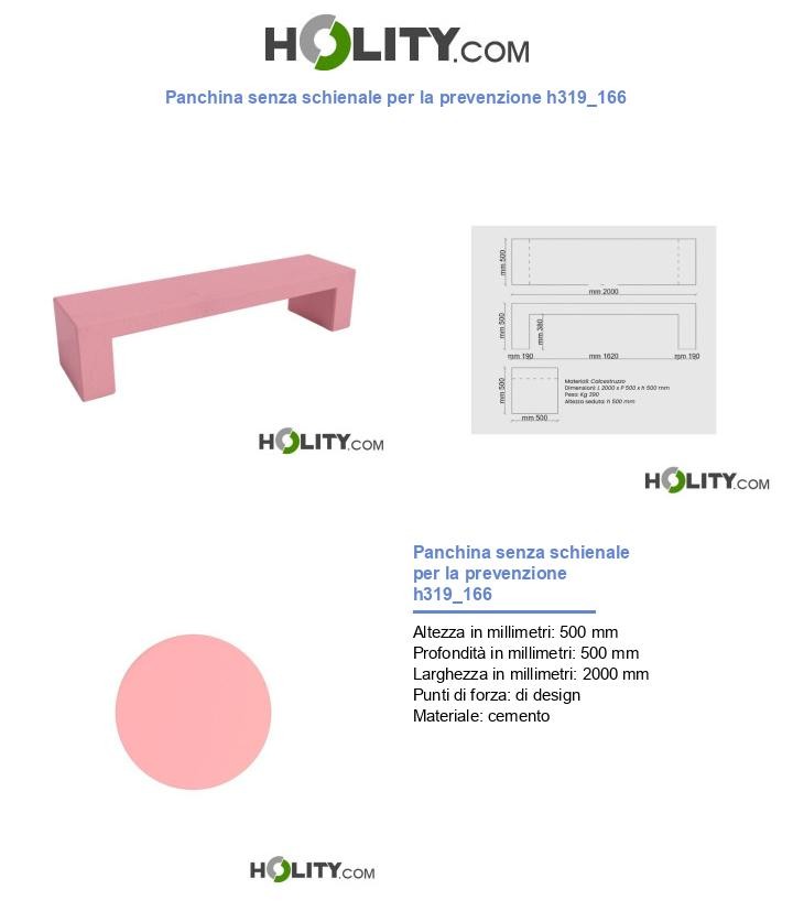 Panchina senza schienale per la prevenzione h319_166