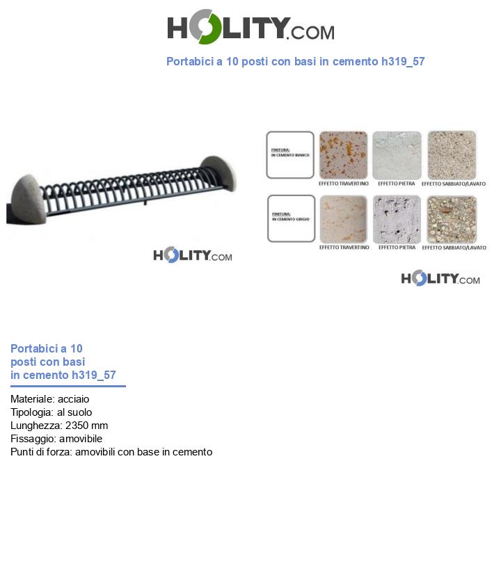 Portabici a 10 posti con basi in cemento h319_57