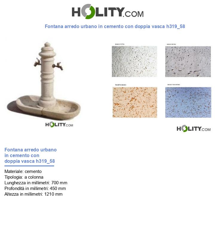 Fontana arredo urbano in cemento con doppia vasca h319_58