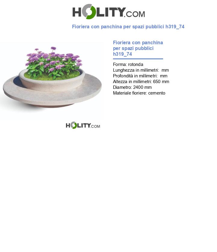 Fioriera con panchina per spazi pubblici h319_74