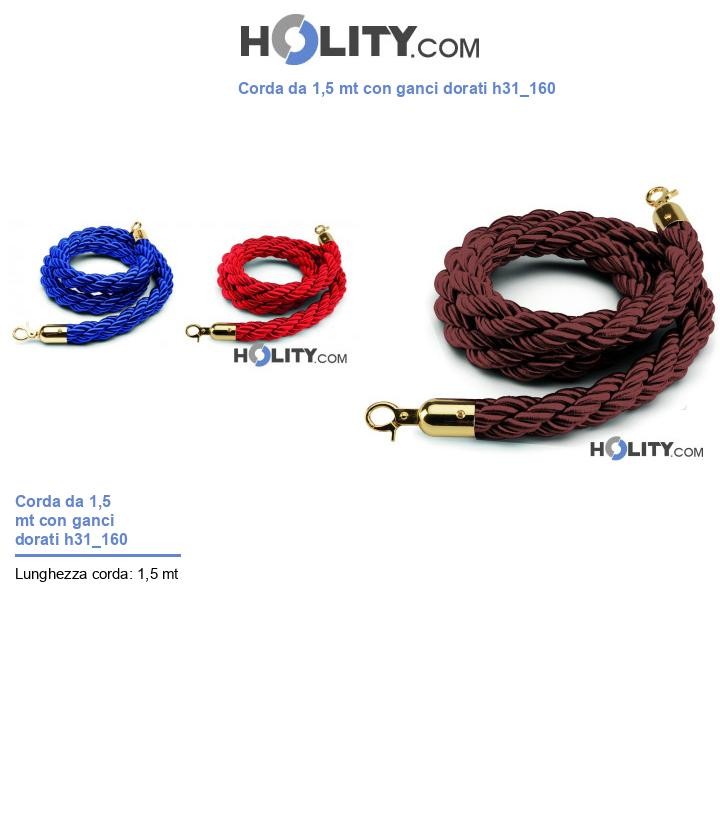 Corda da 1,5 mt con ganci dorati h31_160