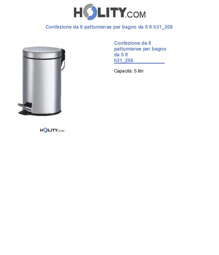 Confezione da 6 pattumierae per bagno da 5 lt h31_208