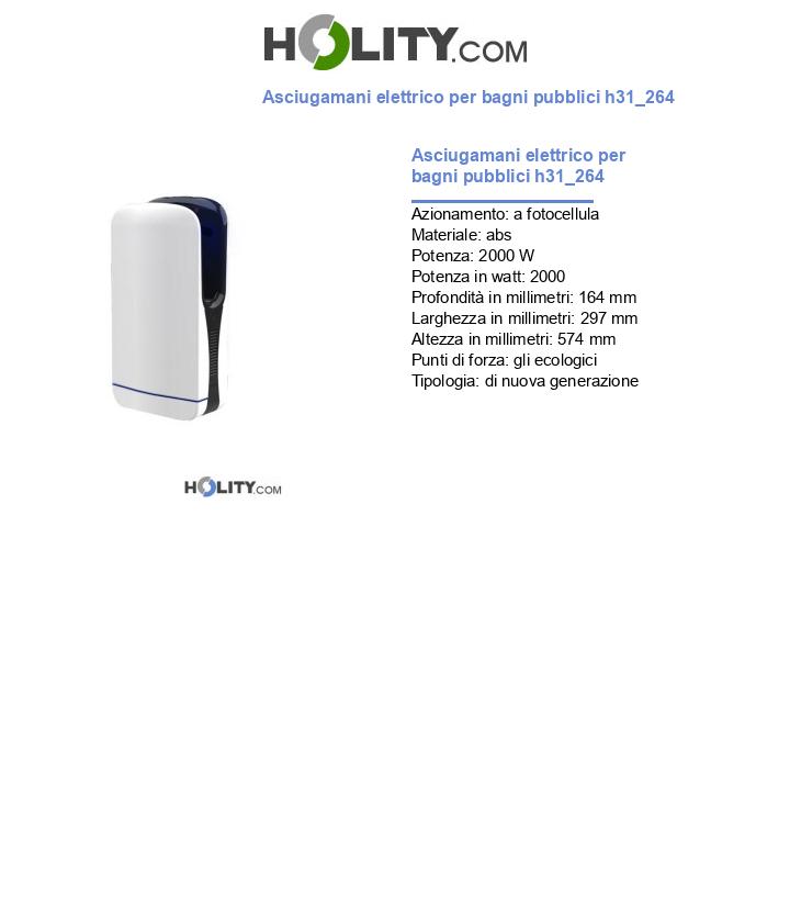 Asciugamani elettrico per bagni pubblici h31_264