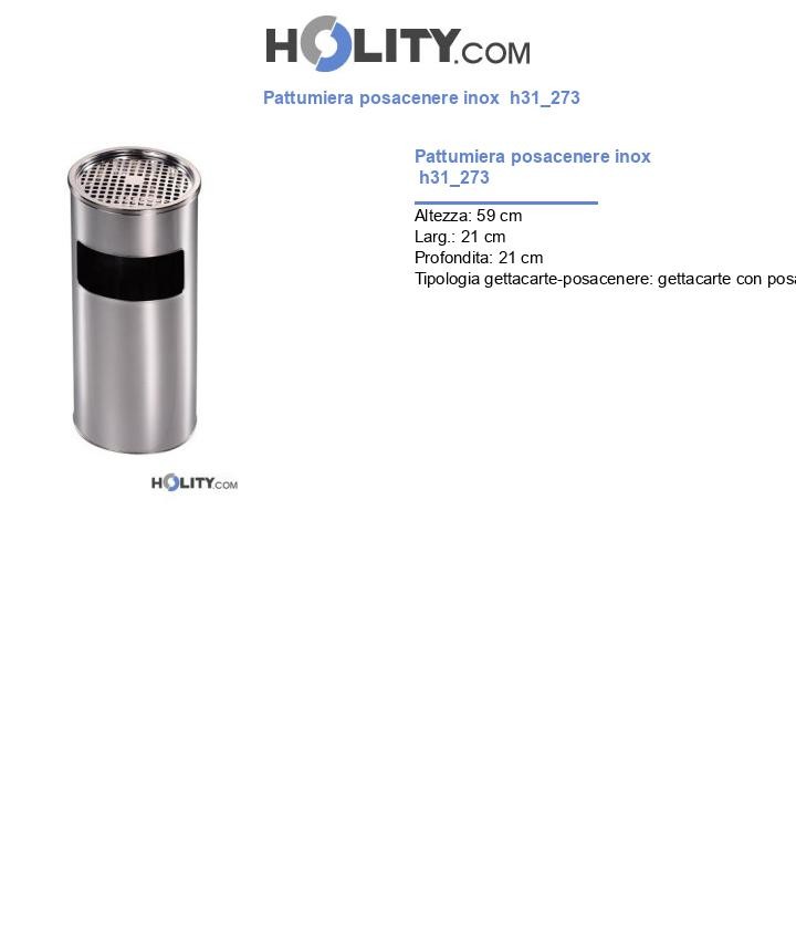 Pattumiera posacenere inox  h31_273