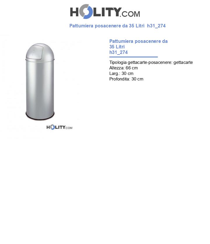 Pattumiera posacenere da 35 Litri  h31_274