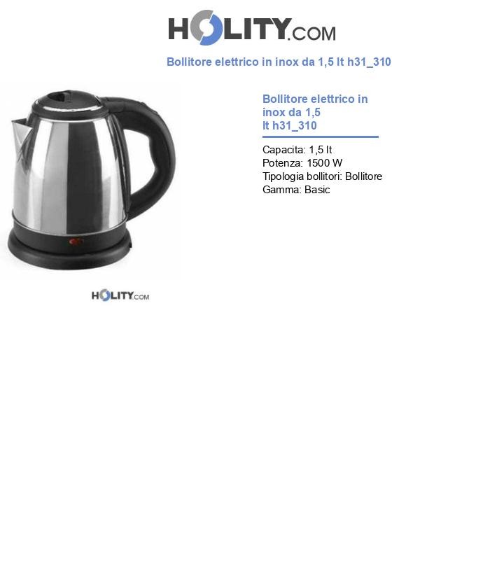 Bollitore elettrico in inox da 1,5 lt h31_310