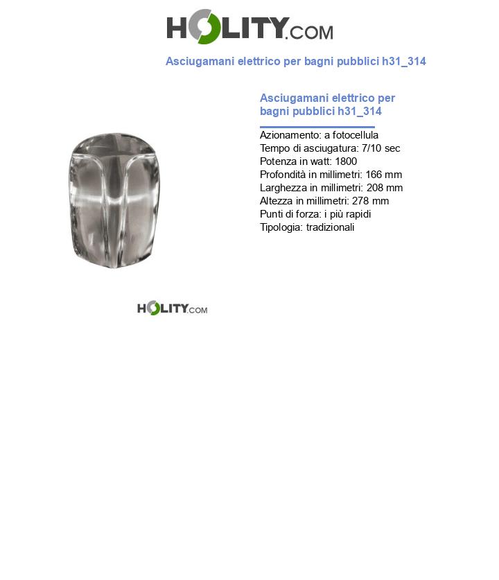 Asciugamani elettrico per bagni pubblici h31_314