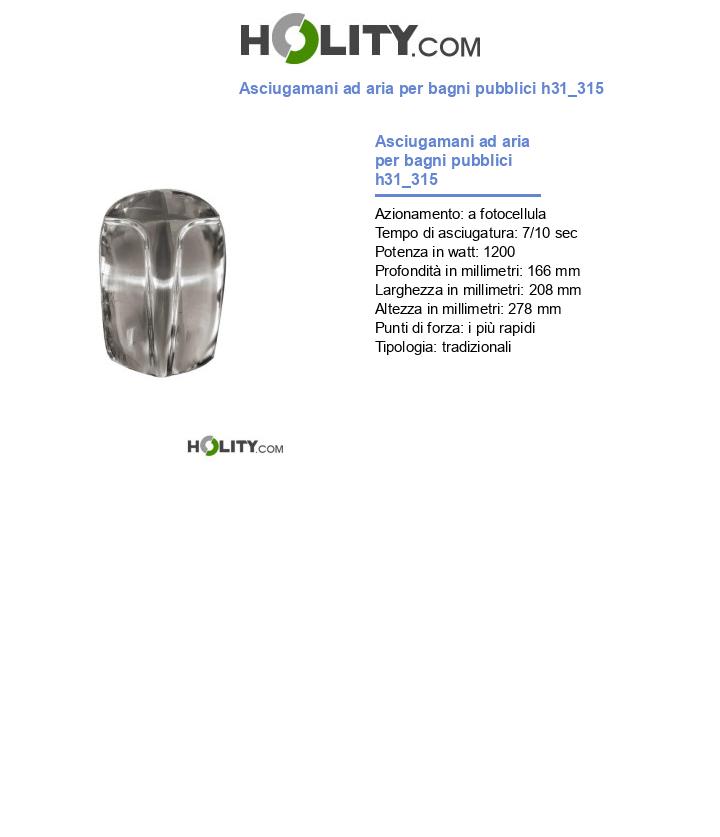 Asciugamani ad aria per bagni pubblici h31_315