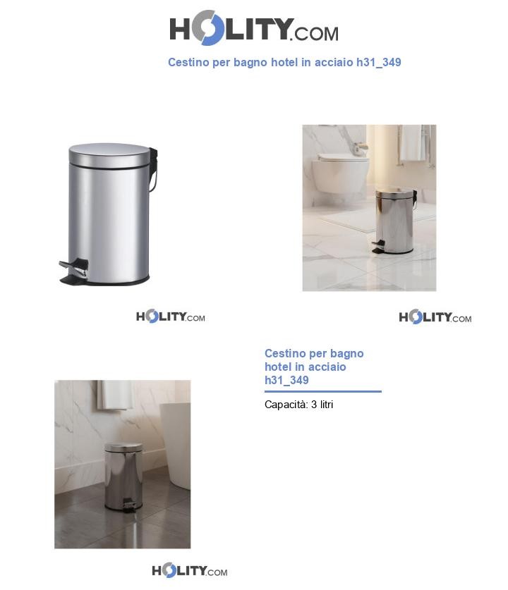 Cestino per bagno hotel in acciaio h31_349