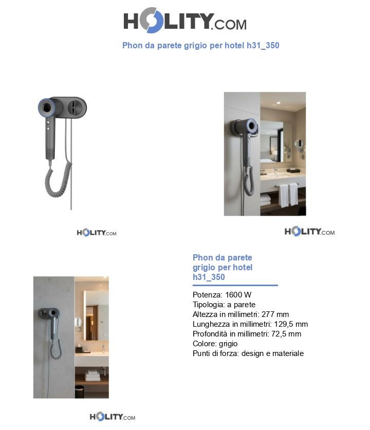 Phon da parete grigio per hotel h31_350