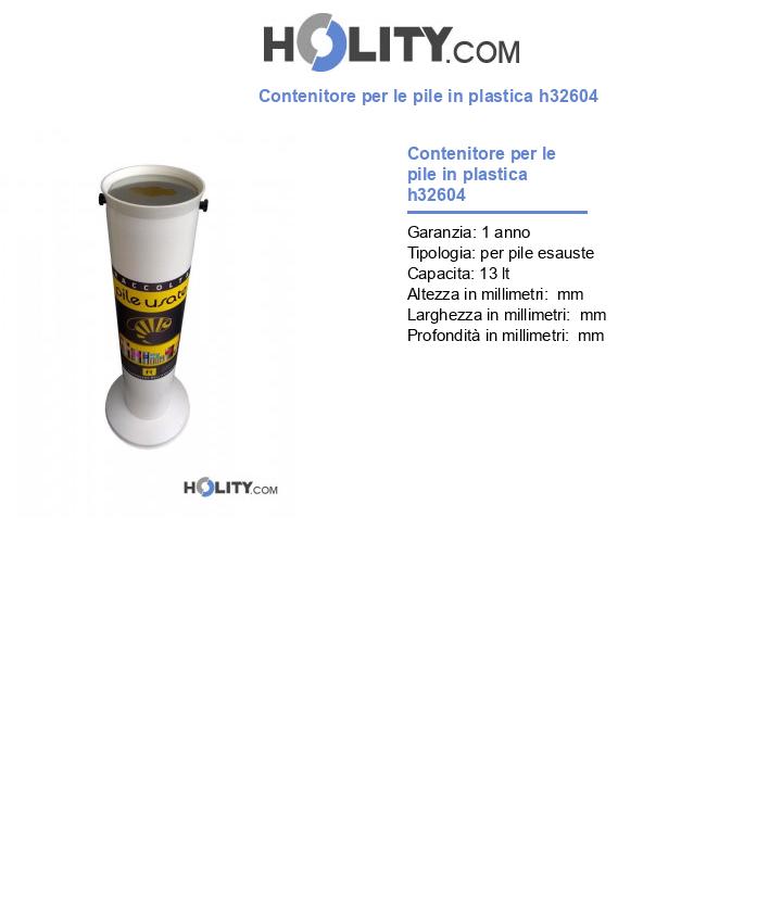 Contenitore per le pile in plastica h32604