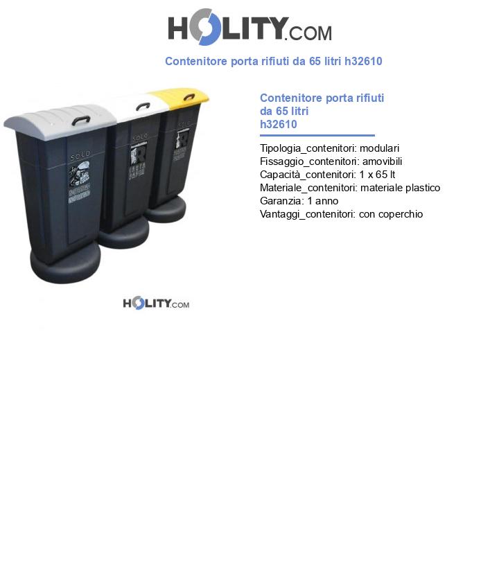 Contenitore porta rifiuti da 65 litri h32610