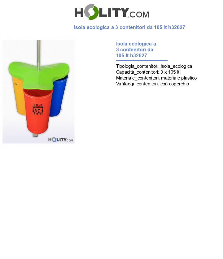 Isola ecologica a 3 contenitori da 105 lt h32627