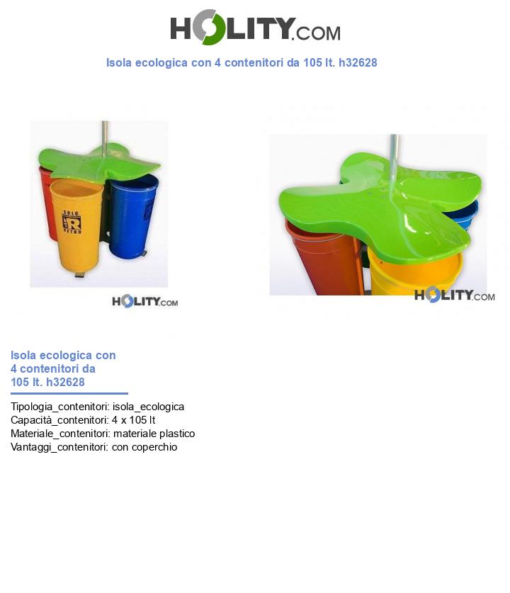 Isola ecologica con 4 contenitori da 105 lt. h32628