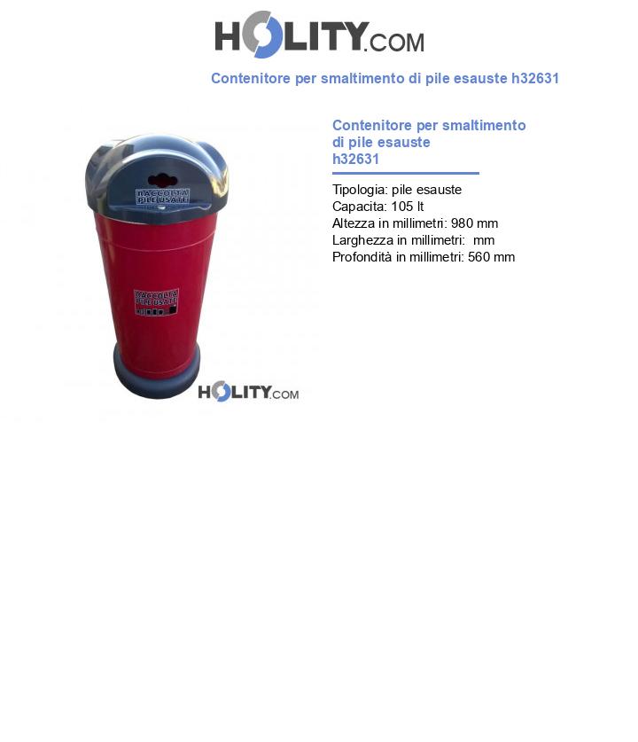 Contenitore per smaltimento di pile esauste h32631