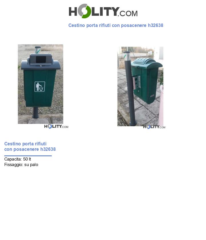 Cestino porta rifiuti con posacenere h32638