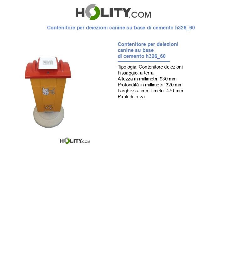 Contenitore per deiezioni canine su base di cemento h326_60
