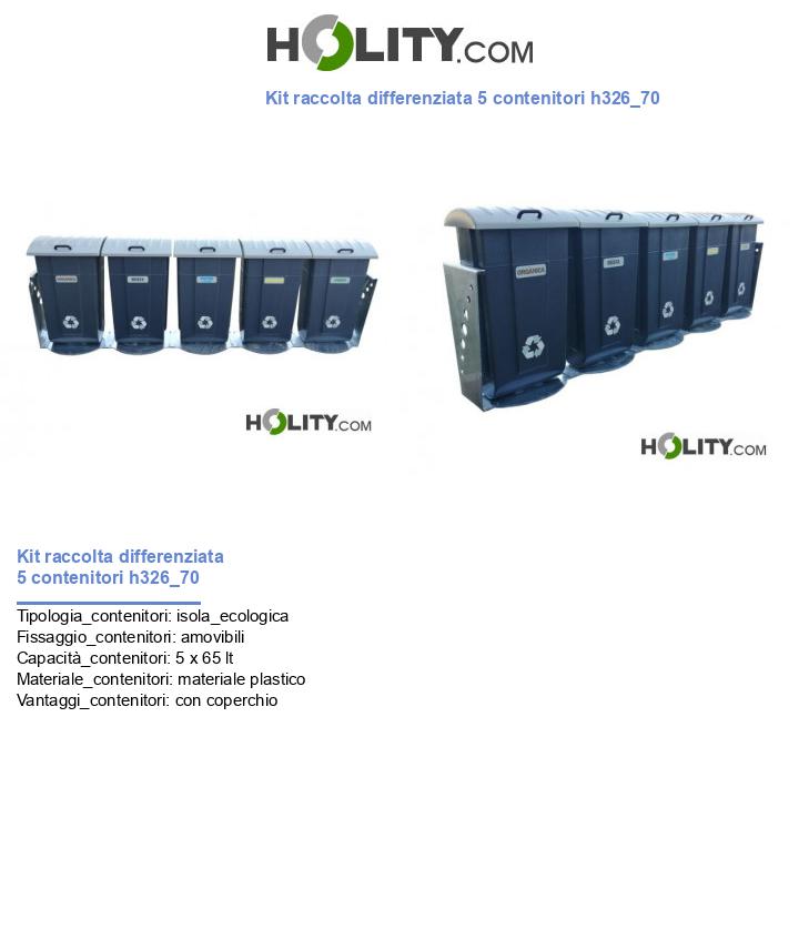 Kit raccolta differenziata 5 contenitori h326_70