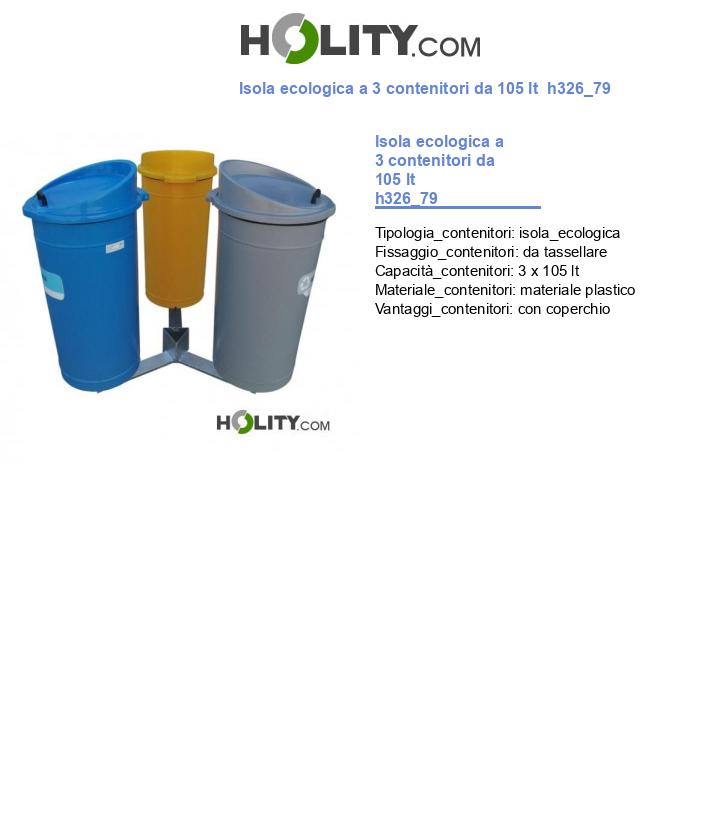 Isola ecologica a 3 contenitori da 105 lt h326_79