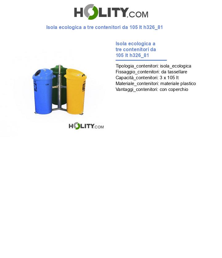 Isola ecologica a tre contenitori da 105 lt h326_81
