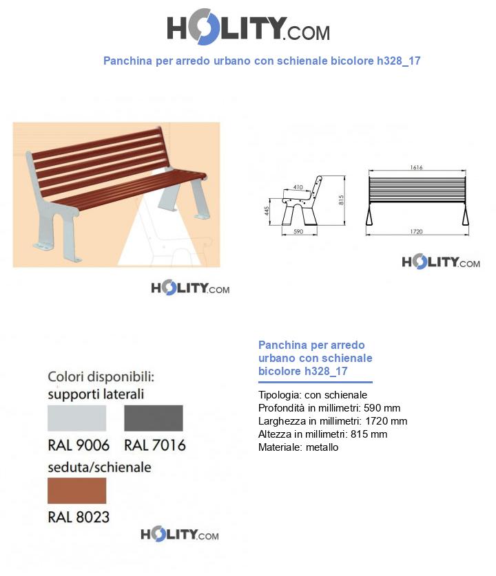 Panchina per arredo urbano con schienale bicolore h328_17