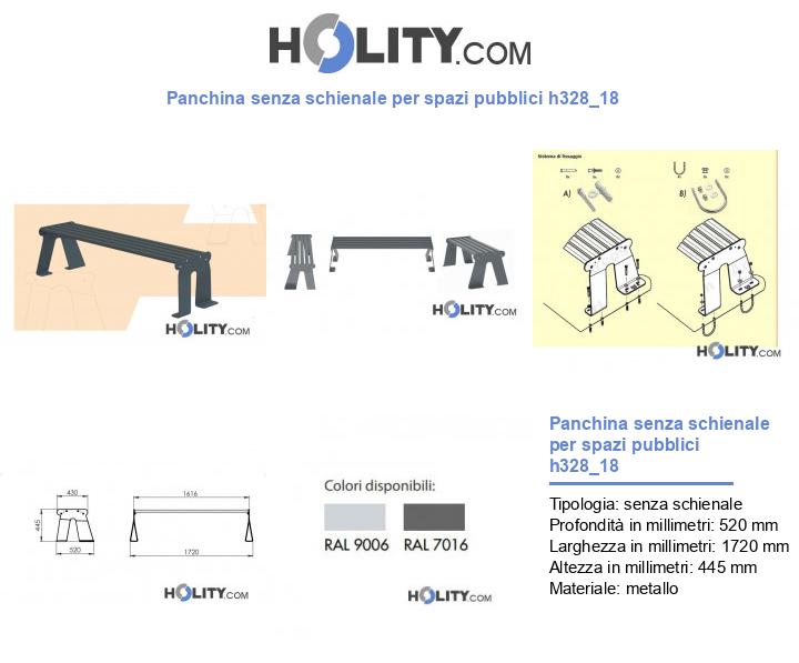 Panchina senza schienale per spazi pubblici h328_18