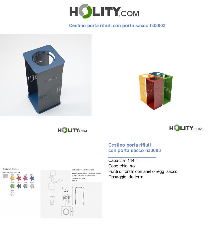Cestino porta rifiuti con porta-sacco h33003