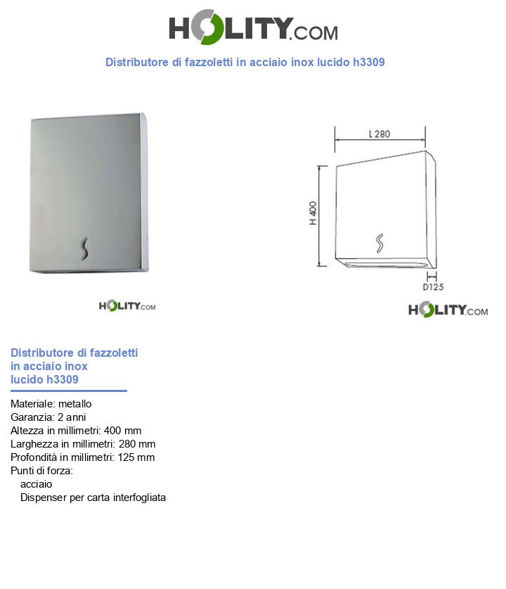 Distributore di fazzoletti in acciaio inox lucido h3309