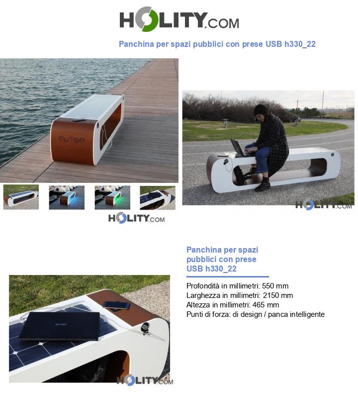 Panchina per spazi pubblici con prese USB h330_22