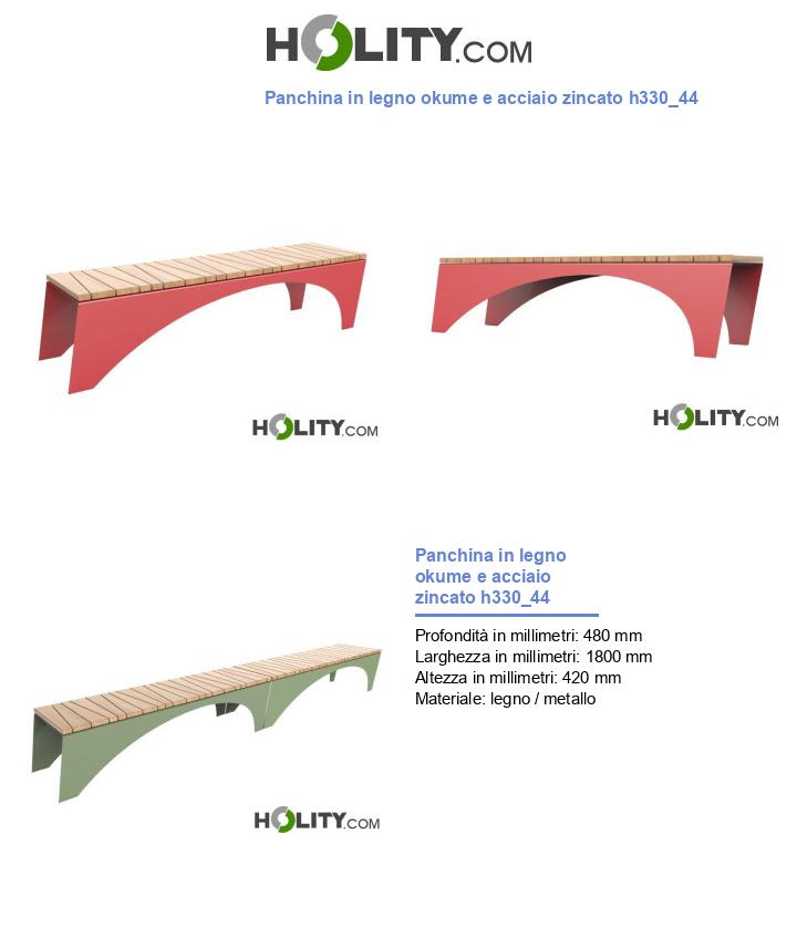 Panchina in legno okume e acciaio zincato h330_44