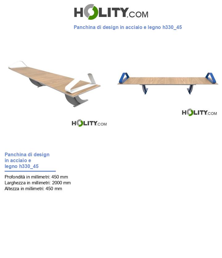 Panchina di design in acciaio e legno h330_45