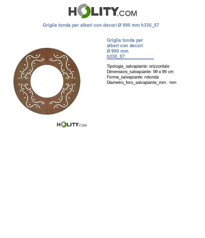 Griglia tonda per alberi con decori Ø 990 mm h330_57