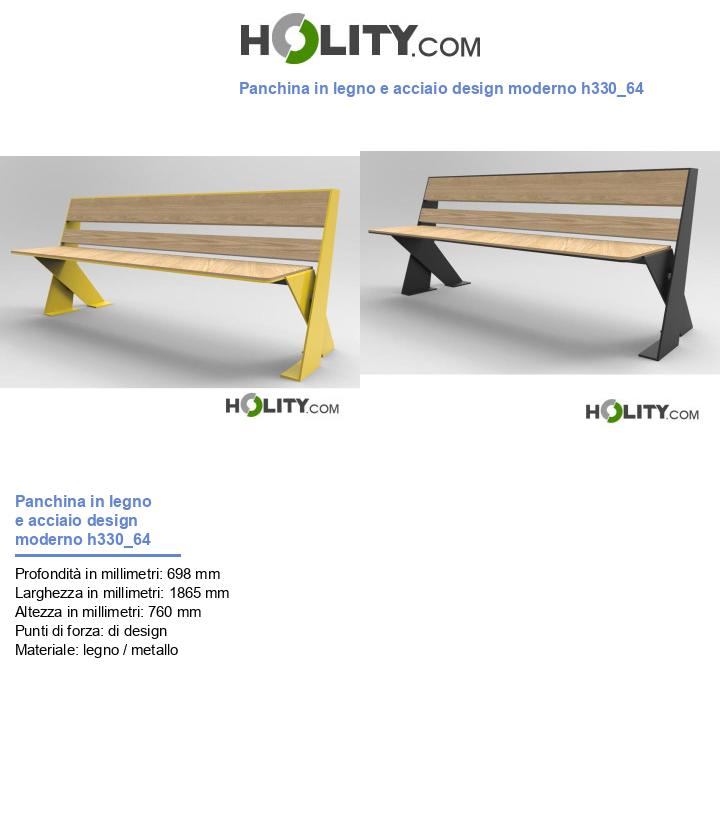 Panchina in legno e acciaio design moderno h330_64