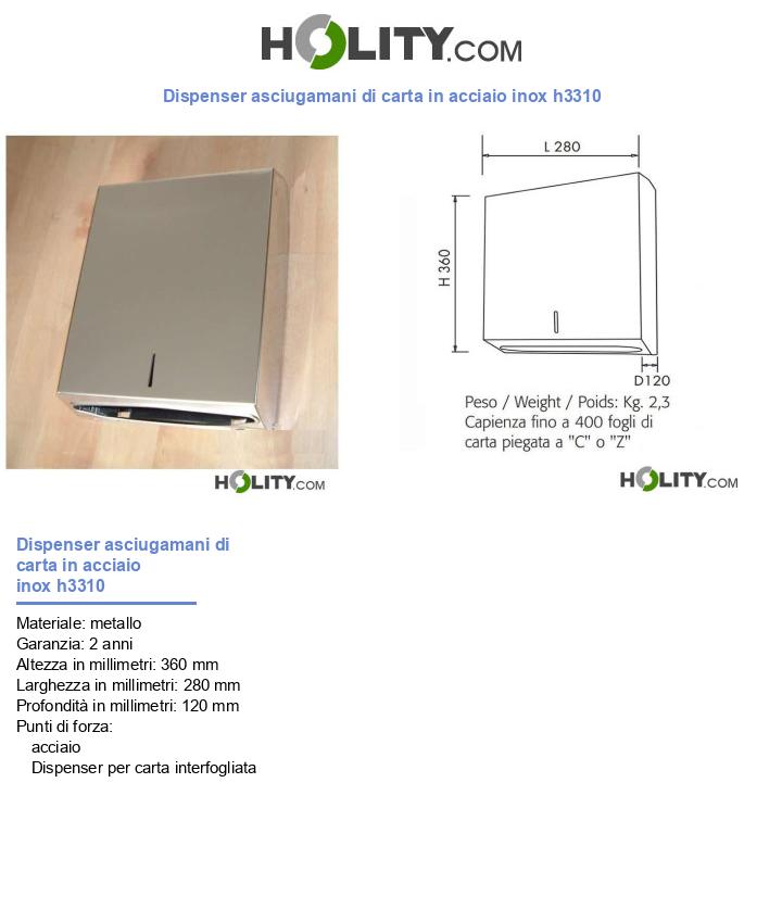 Dispenser asciugamani di carta in acciaio inox h3310